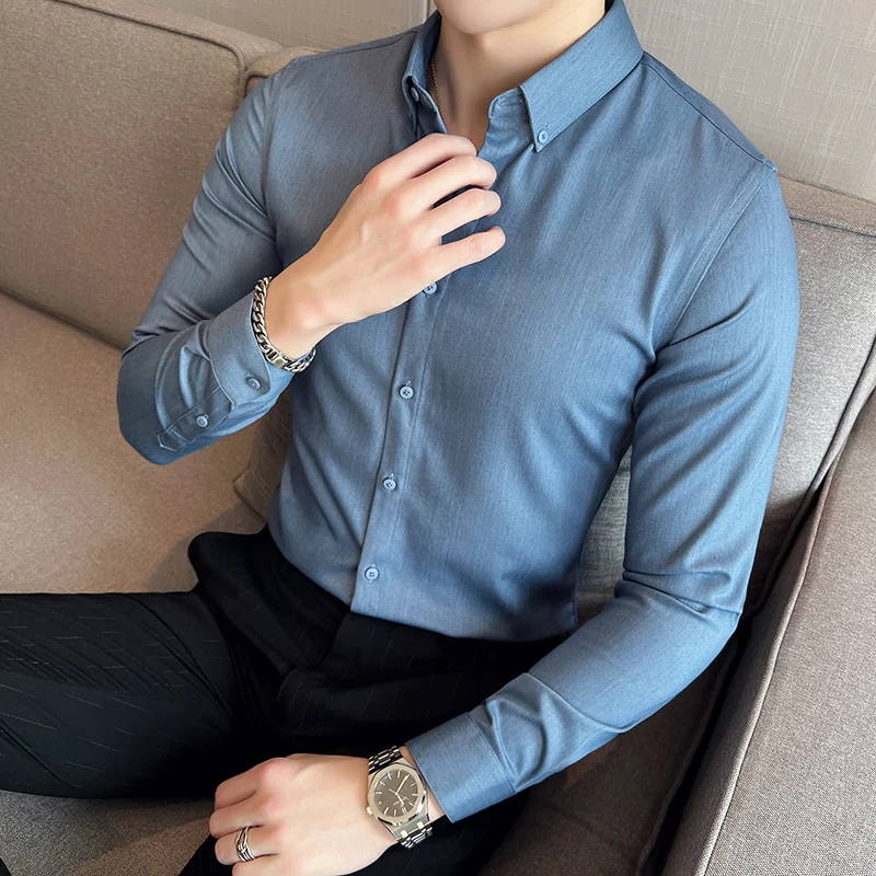 Longsleeve Shirts for Men 2022 Spring New High Quality Business Casual Stretch Slim Fit Solid Color Formal Shirts Mens Clothing
Longsleeve Shirts for Men 2022 Spring New High Quality Business Casual Stretch Slim Fit Solid Color Formal Shirts Mens Clothing
