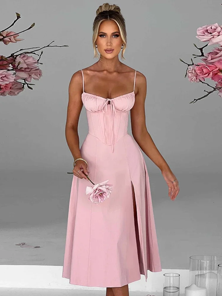 Sexy Pleated Bandage Dress Spaghetti Strap Corset Split Bodycon Dress Backless Elegant Party Evening Midi Dresses for Women 2023
Sexy Pleated Bandage Dress Spaghetti Strap Corset Split Bodycon Dress Backless Elegant Party Evening Midi Dresses for Women 2023