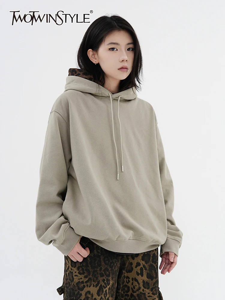 TWOTWINSTYLE Colorblock Casual Loose Hoodie For Women Hooded Long Sleeve Patchwork Drawstring Sweatshirt Female Fashion Clothes
TWOTWINSTYLE Colorblock Casual Loose Hoodie For Women Hooded Long Sleeve Patchwork Drawstring Sweatshirt Female Fashion Clothes