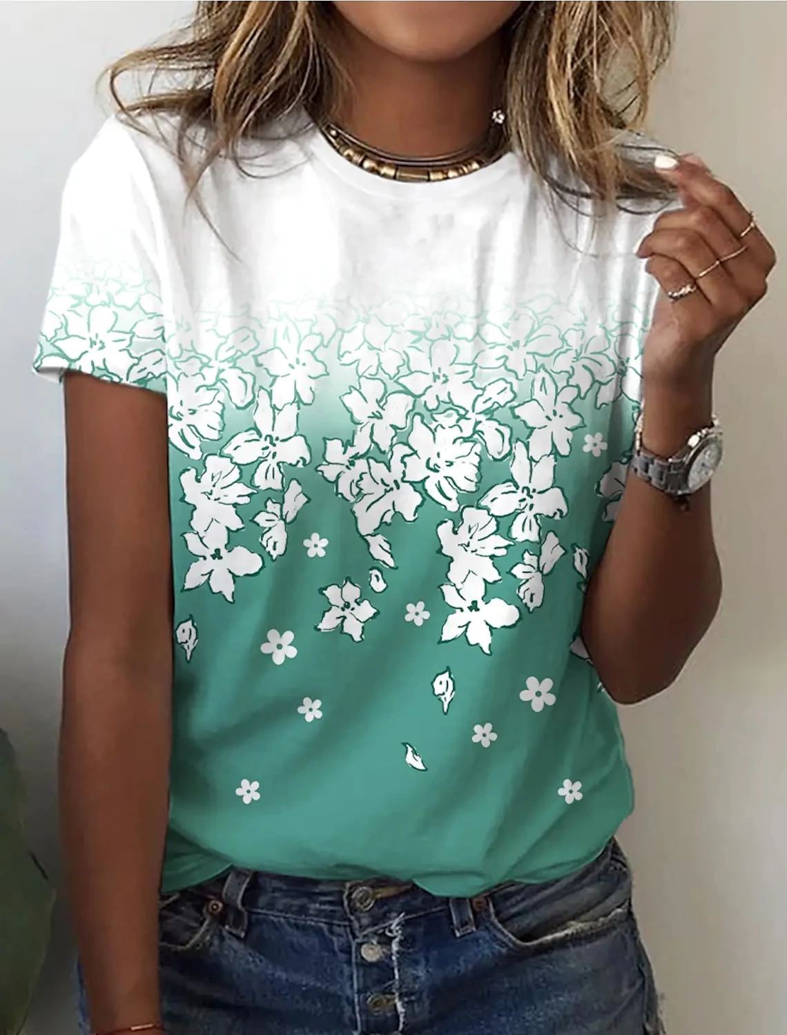 Women's T shirt Tee Black Pink Floral Color Gradient Print Short Sleeve Holiday Weekend Basic Round Neck Regular Floral Painting
Women's T shirt Tee Black Pink Floral Color Gradient Print Short Sleeve Holiday Weekend Basic Round Neck Regular Floral Painting