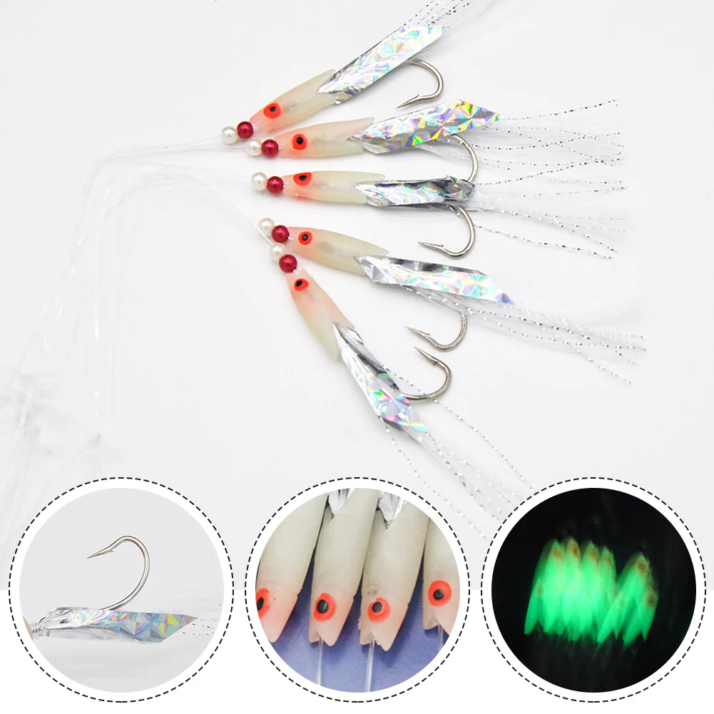 5pcs/Pack Sabiki Soft Fishing Lure Hooks Rigs Bait Jigs Lures With White Foil Flash Feather Herring Bait Fishing Accessories
5pcs/Pack Sabiki Soft Fishing Lure Hooks Rigs Bait Jigs Lures With White Foil Flash Feather Herring Bait Fishing Accessories