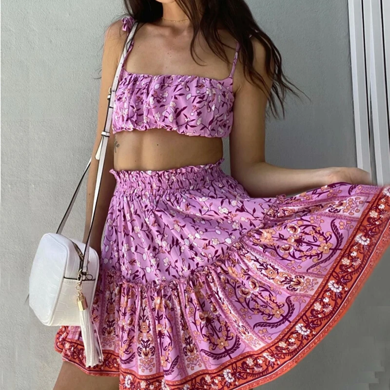 TEELYNN Rayon Cotton Floral Print Sexy Two Piece Set Women Suit Dress Vintage 2022 Summer Crop Top Mini Skirt Beach Boho Dress
TEELYNN Rayon Cotton Floral Print Sexy Two Piece Set Women Suit Dress Vintage 2022 Summer Crop Top Mini Skirt Beach Boho Dress