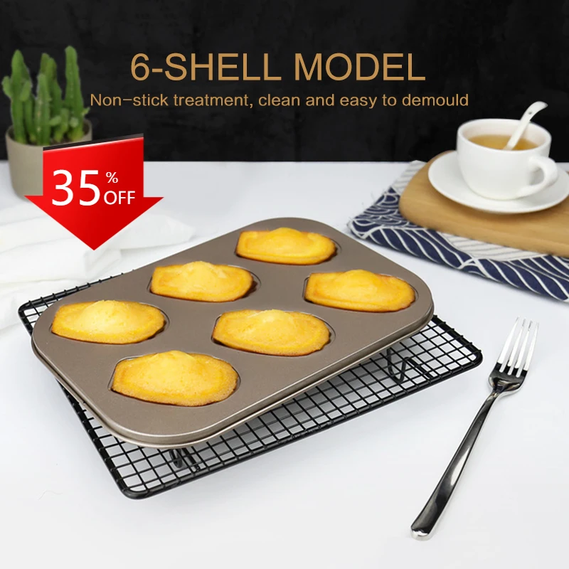 Carbon Steel 6-hole Madeleine Banana/Shell Cake Mold Baking Mould Pan Non-stick Gold Bakeware Kitchen Tools Accessories
Carbon Steel 6-hole Madeleine Banana/Shell Cake Mold Baking Mould Pan Non-stick Gold Bakeware Kitchen Tools Accessories