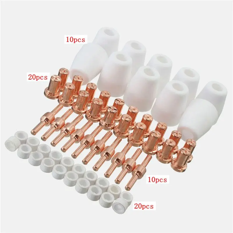 60Pcs/Set Ceramic + Metal Air Plasma Cutting Cutter Consumables Extended TIP Nozzles Electrode For PT31 LG40 Torch CUT-50D
60Pcs/Set Ceramic + Metal Air Plasma Cutting Cutter Consumables Extended TIP Nozzles Electrode For PT31 LG40 Torch CUT-50D