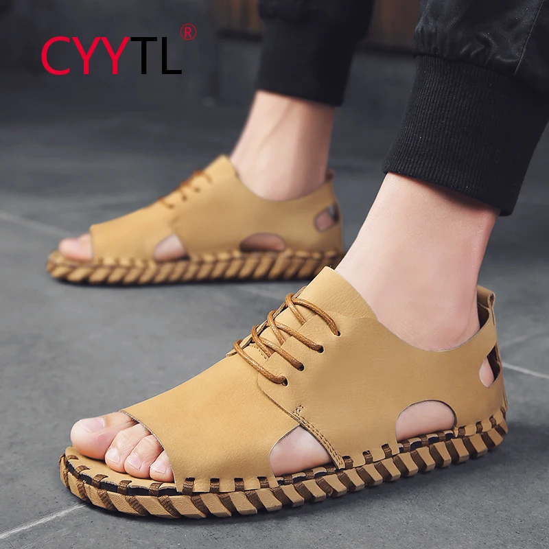 CYYTL Men's Sandals Leather Lace-Up Open Toe Outdoor Shoes Walking Casual Comfortable Handmade Summer Beach Fisherman Slippers
CYYTL Men's Sandals Leather Lace-Up Open Toe Outdoor Shoes Walking Casual Comfortable Handmade Summer Beach Fisherman Slippers