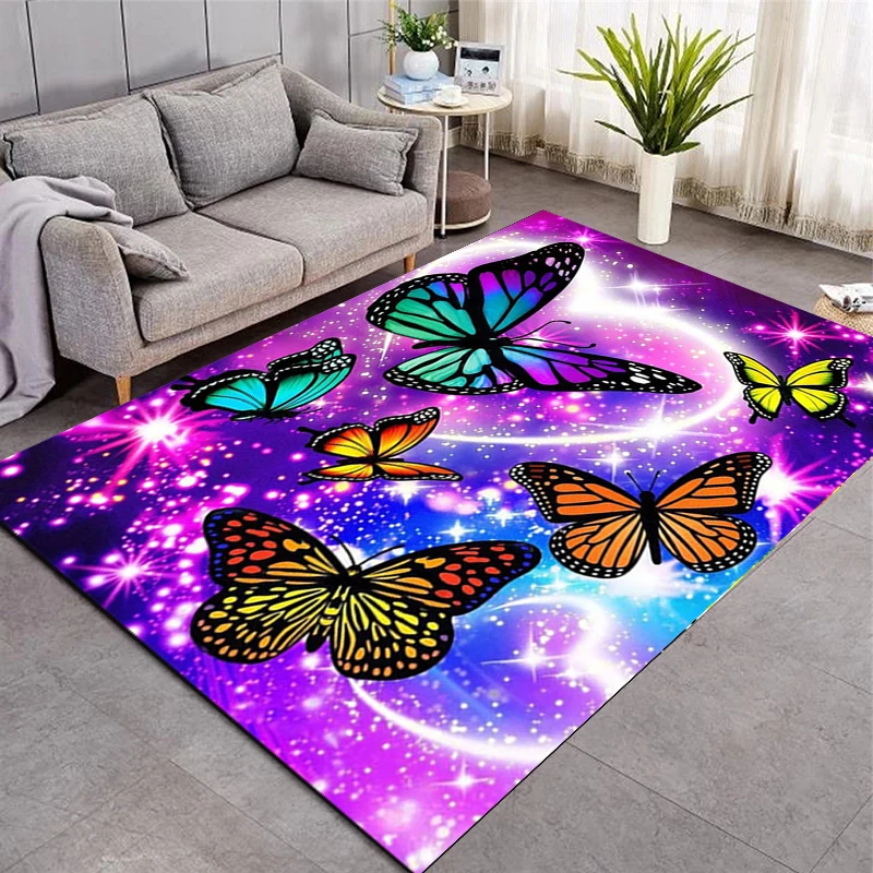 

Furry Carpets for Living Room Animal Butterfly Pattern Bedroom Area Rugs Child Room Play Rug Cartoon 3D Printing Kids Game Mats