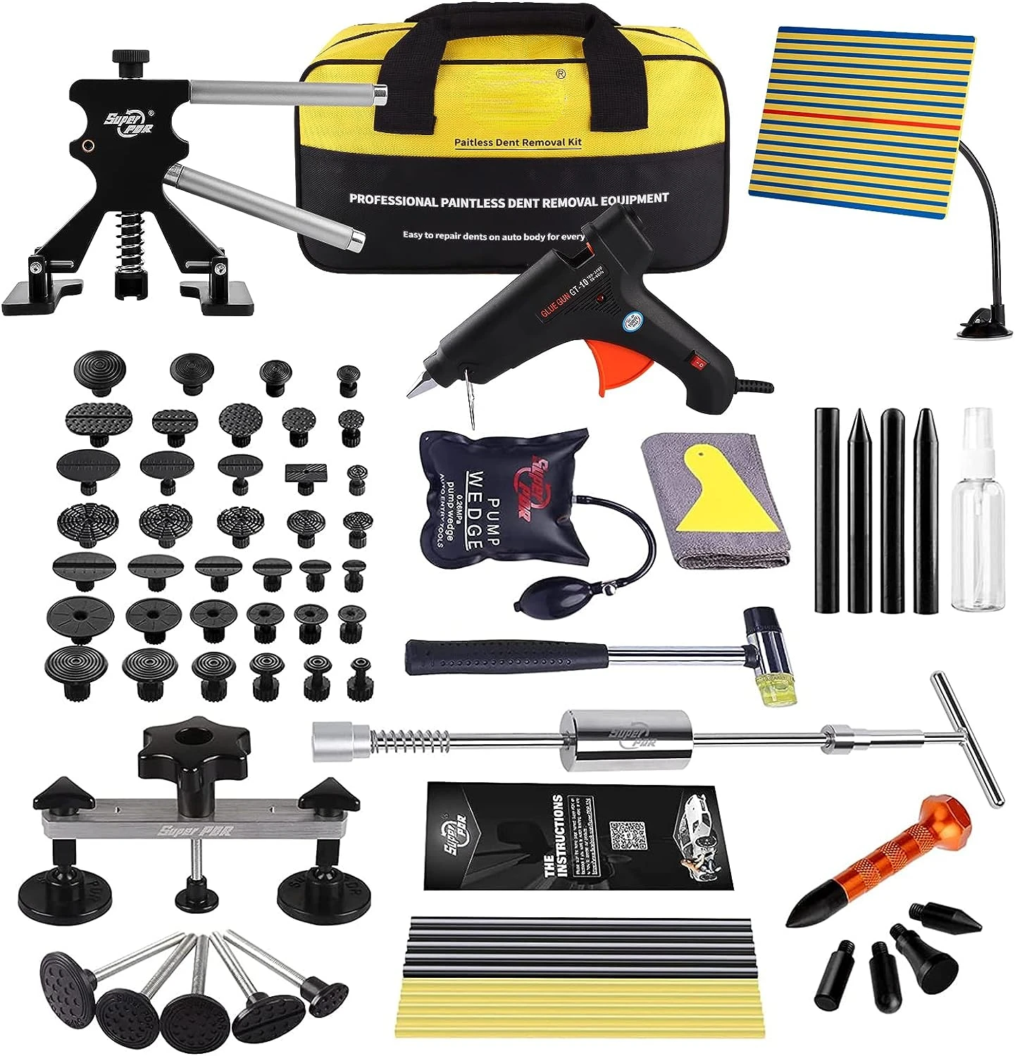Paintless Dent Removal Tool Kit, Professional Car Body Paintless Dent Repair Tools with New Adjustable Dent Puller for Repairing
Paintless Dent Removal Tool Kit, Professional Car Body Paintless Dent Repair Tools with New Adjustable Dent Puller for Repairing