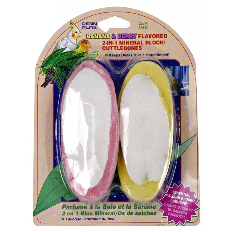 2022 2-in-1 Mineral Block Cuttlebone - Banana & Berry Flavors