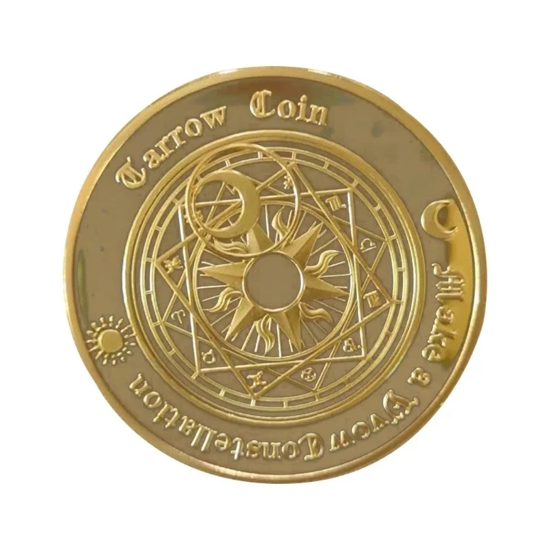 Divination Tarot Coin Gold Plated Sun Moon Double Side Challenge Coins for Home Bedroom Book Shelf Decoration
Divination Tarot Coin Gold Plated Sun Moon Double Side Challenge Coins for Home Bedroom Book Shelf Decoration