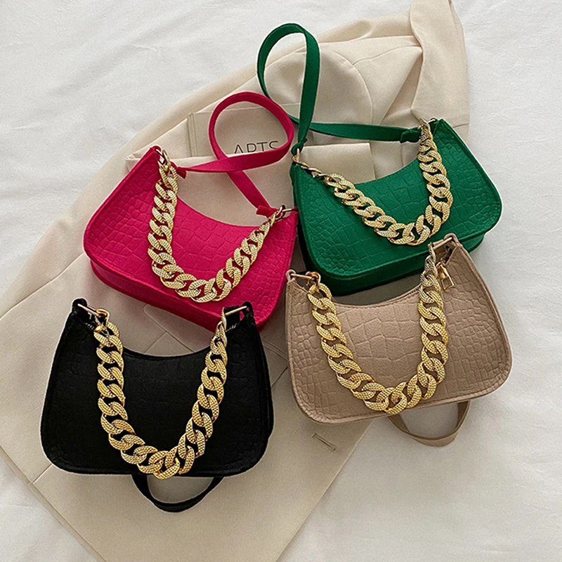 Shoulder Underarm Bags Vintage Leather Solid Color Casual For Women Fashion Thick Chain Ladies Simple Small Shoulder Handbags
Shoulder Underarm Bags Vintage Leather Solid Color Casual For Women Fashion Thick Chain Ladies Simple Small Shoulder Handbags