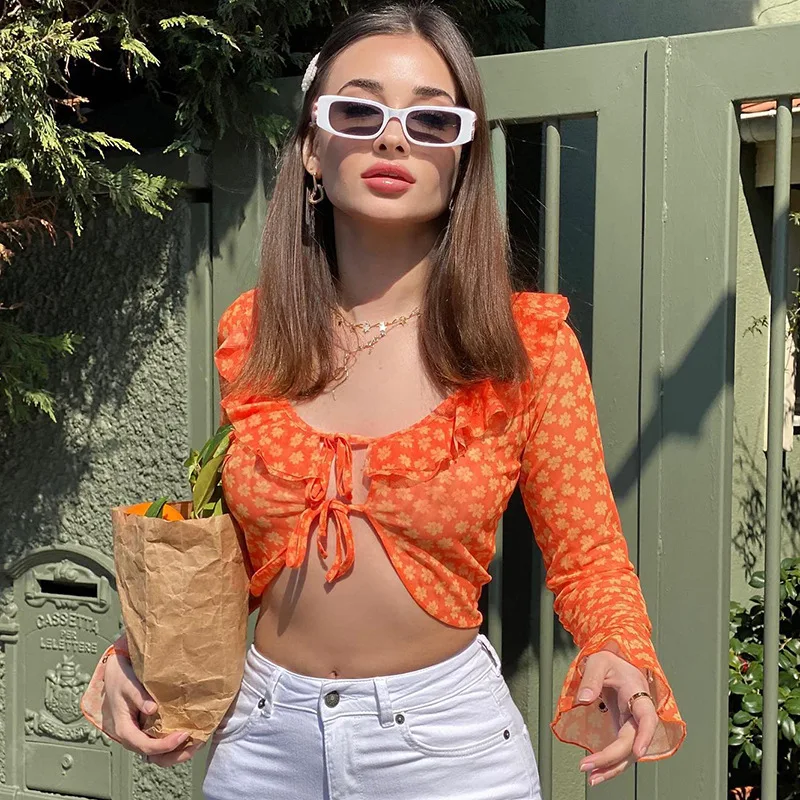 Women Casual Flare Sleeve Ruffle Lace Up Crop Top Sexy Open Front Tee Shirt Blouse Long Sleeve Floral Tops Fashion Streetwear
Women Casual Flare Sleeve Ruffle Lace Up Crop Top Sexy Open Front Tee Shirt Blouse Long Sleeve Floral Tops Fashion Streetwear