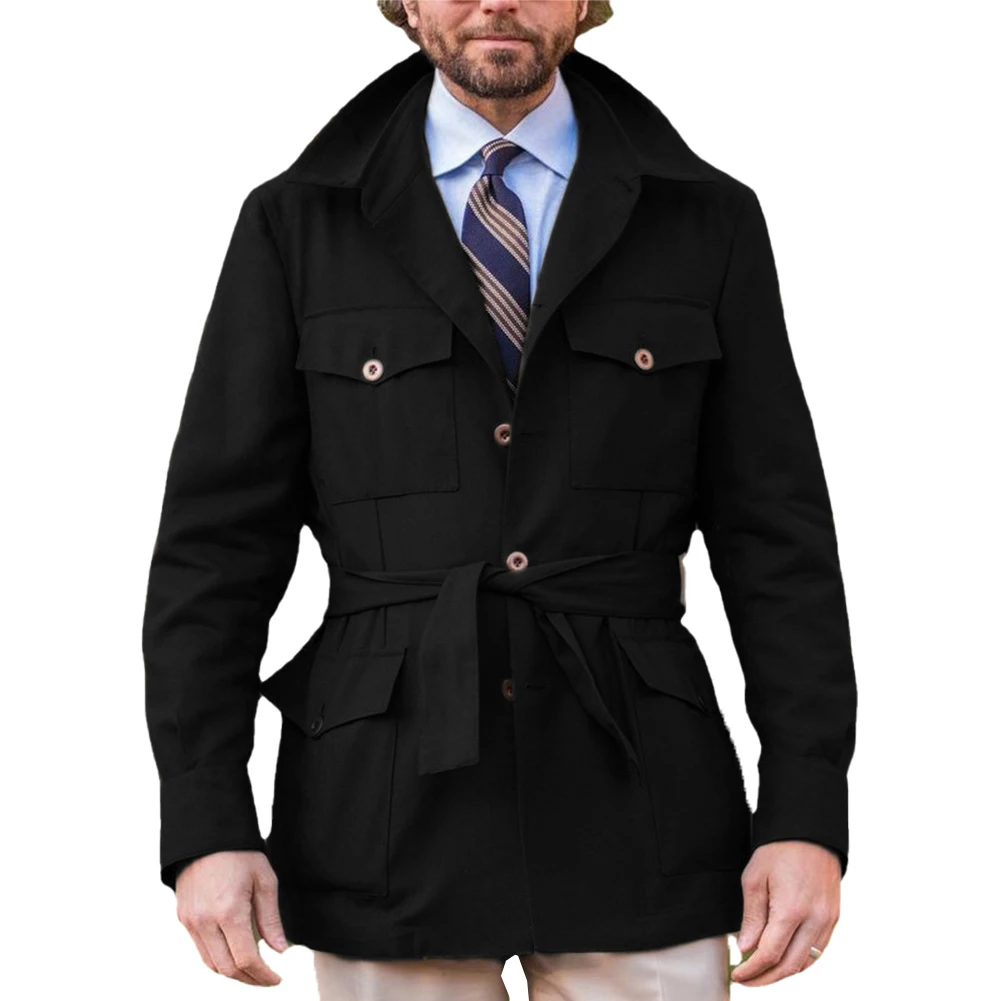 Fashion Man Multiple Pockets Windbreaker Jacket Trench Vintage Hunting Solid Color Coat Outwear Streetwear With Belt For Men
Fashion Man Multiple Pockets Windbreaker Jacket Trench Vintage Hunting Solid Color Coat Outwear Streetwear With Belt For Men