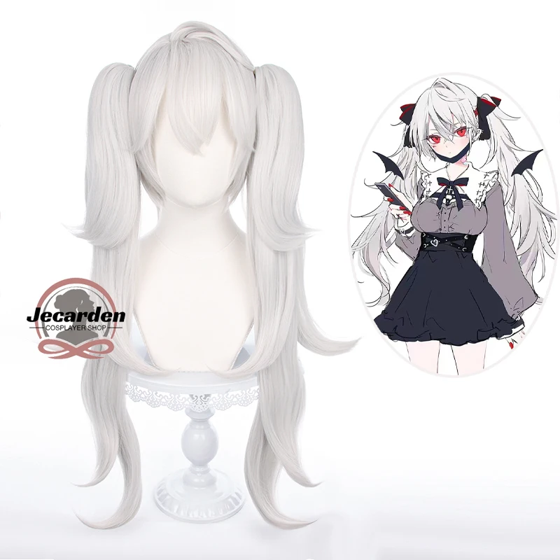 

VTuber Kuzuha Sanya Wigs Cosplay Long Curly Pigtails Silver White Hair Carnival Party Role Play Heat Resistant Synthetic Wig