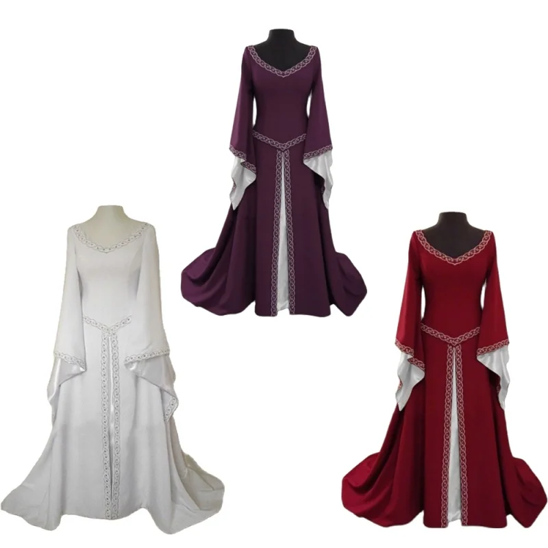 Womens Medieval Renaissance White Wedding Long Dress Celtic Queen Party Victoria Cosplay Costume Square Collar Maxi Dress Robe
Womens Medieval Renaissance White Wedding Long Dress Celtic Queen Party Victoria Cosplay Costume Square Collar Maxi Dress Robe