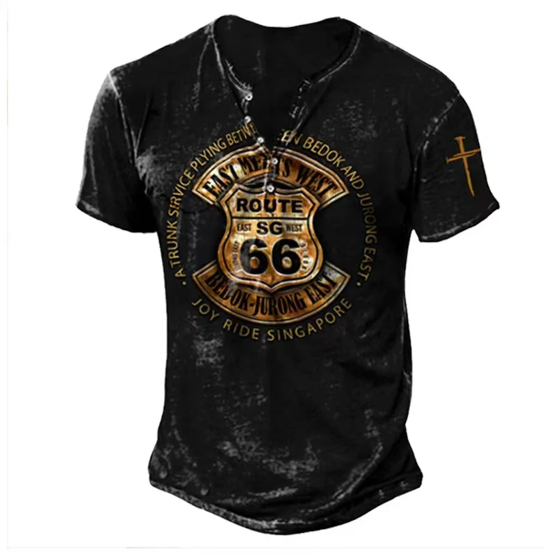 Vintage Men's T-shirts Route 66 Cotton T-shirts 3d Printed T-shirts O-neck Buttons Oversized Men's Clothing New Short Sleeves
Vintage Men's T-shirts Route 66 Cotton T-shirts 3d Printed T-shirts O-neck Buttons Oversized Men's Clothing New Short Sleeves