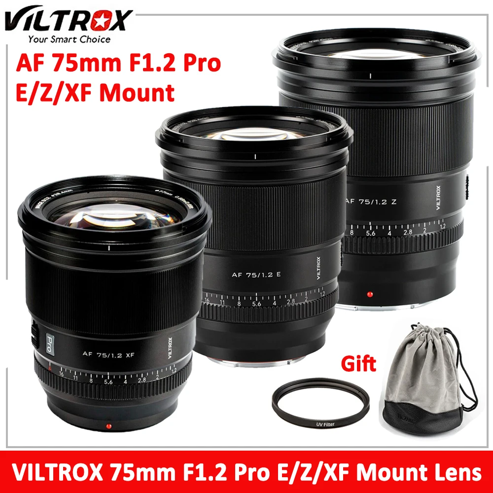 

VILTROX 75mm F1.2 Pro Fuji X/Sony E/Nikon Z mount Lens Auto Focus Large Aperture Portrait APS-C for Fujifilm XF X-T4 T100 X-H2S