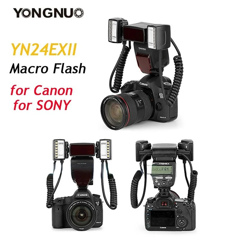 

Yongnuo YN24EX YN14EX II EX E-TTL Macro Flash Ring Flash Speedlite 5600K For Canon Sony Camera 1Dx 5D3 6D 7D 70D 80D A6000 A6300