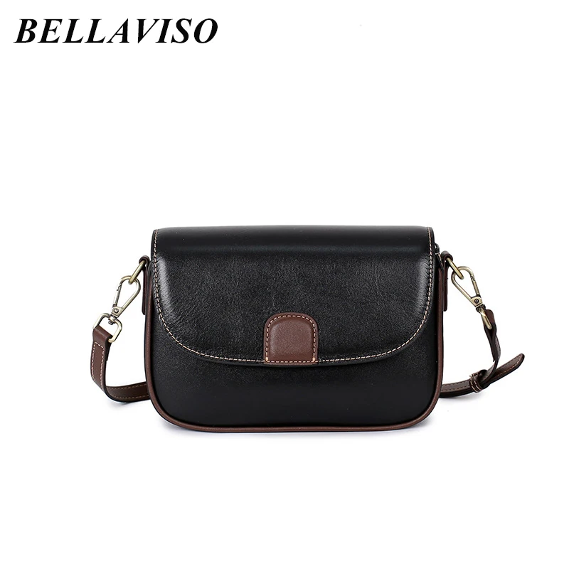 

BellaViso Women's Fashion Genuine Leather Satchels Lady's New Top Layer Vegetable Tanned Cowhide Messenger Shoulder Bag SZLF-087