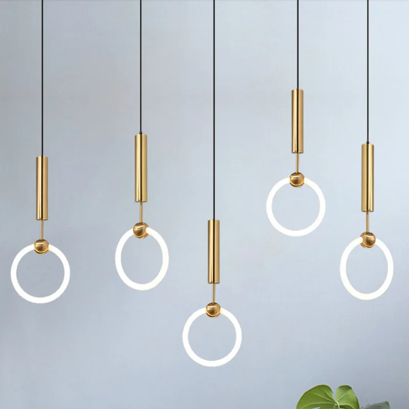 Nordic Restaurant LED Chandelier Bar / Gold / Light Luxury hanging lamp Modern Simple Bedroom Bedside suspension luminaire 
Nordic Restaurant LED Chandelier Bar / Gold / Light Luxury hanging lamp Modern Simple Bedroom Bedside suspension luminaire