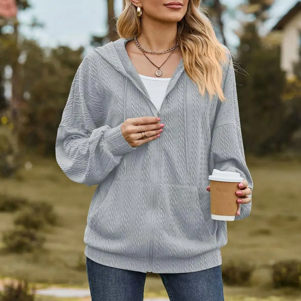 Lady Coat Stylish Women's Hooded Cardigan Warm Loose-fit Coat with Drawstring Closure Pockets Solid Color for Fall Winter Solid
Lady Coat Stylish Women's Hooded Cardigan Warm Loose-fit Coat with Drawstring Closure Pockets Solid Color for Fall Winter Solid