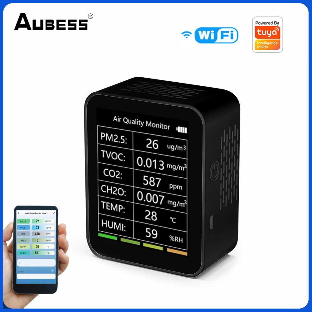 Многофункциональный детектор Aubess Tuya Wi-Fi 6 в 1 детектор качества воздуха PM2.5 TVOC CO2 CH2O умный датчик температуры и влажности
Многофункциональный детектор Aubess Tuya Wi-Fi 6 в 1 детектор качества воздуха PM2.5 TVOC CO2 CH2O умный датчик температуры и влажности