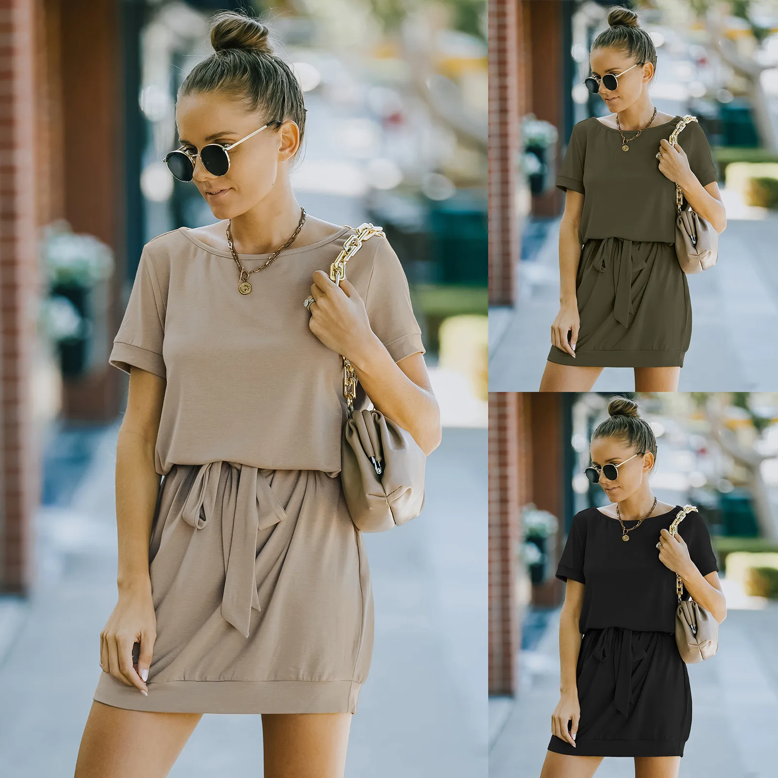 2022 Women's Summer Dresses Casual Mini Short Sashes Cute High Street Green Black Khaki Dress for Girls Women
2022 Women's Summer Dresses Casual Mini Short Sashes Cute High Street Green Black Khaki Dress for Girls Women