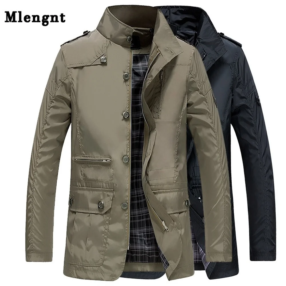 

Classic Long Men Trench Coat For Summer Thin Male Casual Khaki Zipper 2022 Windbreaker Streetwear Outerwear Baggy Varsity Jacket