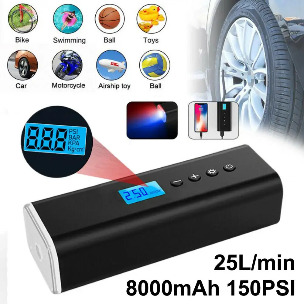 Stable 1 Set Great Rechargeable Car Tire Air Pump Low Noise Inflatable Pump LCD Display for Motorcycle
Stable 1 Set Great Rechargeable Car Tire Air Pump Low Noise Inflatable Pump LCD Display for Motorcycle