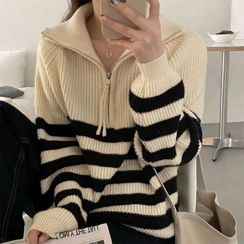 Zipper Sweater 2 Autumn/Winter New Korean Fashion Slim Knit Long Sleeve Top for Women
Zipper Sweater 2 Autumn/Winter New Korean Fashion Slim Knit Long Sleeve Top for Women