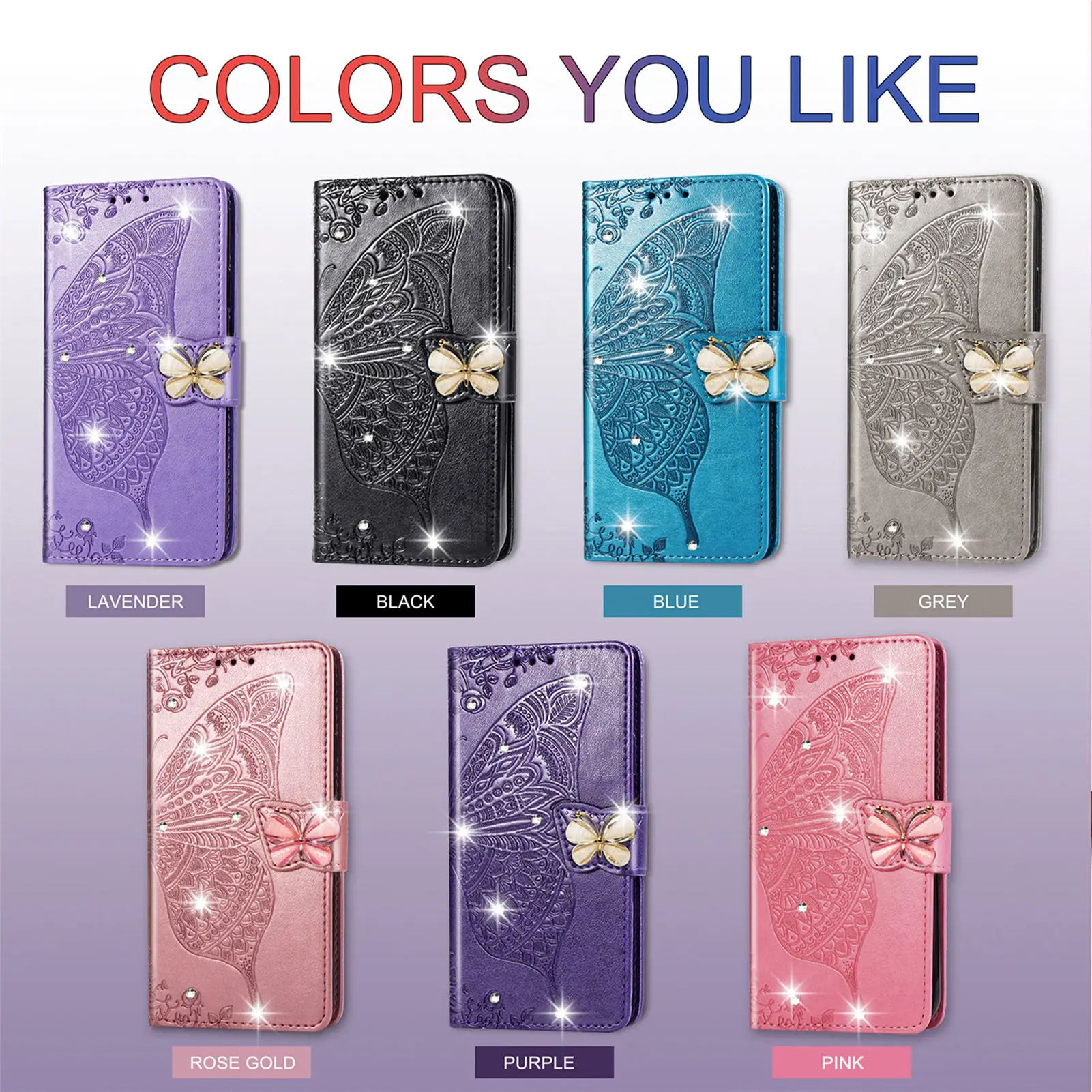 

Glitter Lucky Leaf Butterfly Embossing Leather Wallet Case For VIVO S12 5G V23 S12 Pro 5G V23 Pro X70 Pro Plus Y50T Y70S Y74s Y5