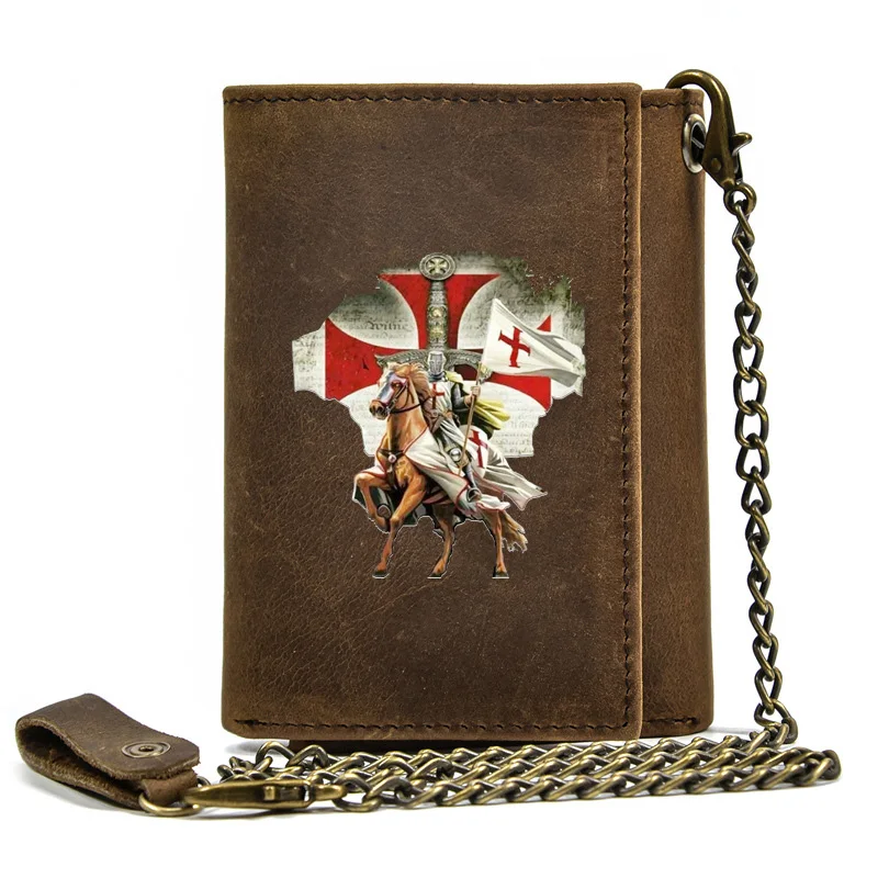 High Quality Genuine Leather Men Wallet Anti Theft Hasp With Iron Chain Templar Knight Flag Cover Card Holder Rfid Short Purse
High Quality Genuine Leather Men Wallet Anti Theft Hasp With Iron Chain Templar Knight Flag Cover Card Holder Rfid Short Purse