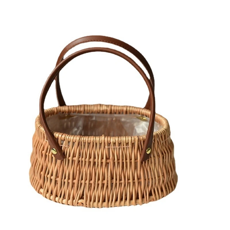 Weaving Hand-Held Flower Basket Creative Vintage Style Willow Woven Picnic Basket With Handle
Weaving Hand-Held Flower Basket Creative Vintage Style Willow Woven Picnic Basket With Handle