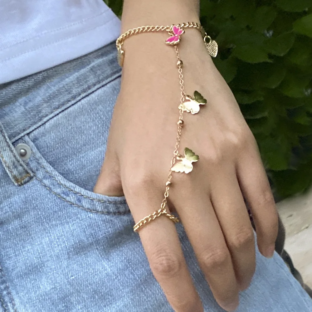 Creative Butterfly Link Chain Bracelet Connected Finger Ring Bangle Bracelets for Women Linked Hand Harness Couple Jewelry Gifts
Creative Butterfly Link Chain Bracelet Connected Finger Ring Bangle Bracelets for Women Linked Hand Harness Couple Jewelry Gifts