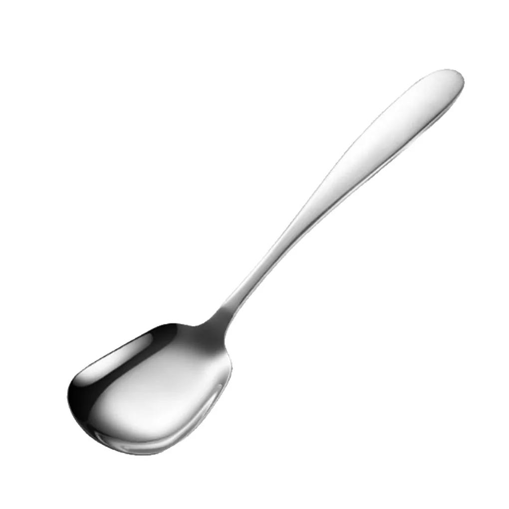 

Plat Bottom Spoon Square Dinnerware Long Handle Tableware Scoop Simple Style Drinking Cutlery Kitchen for Salad