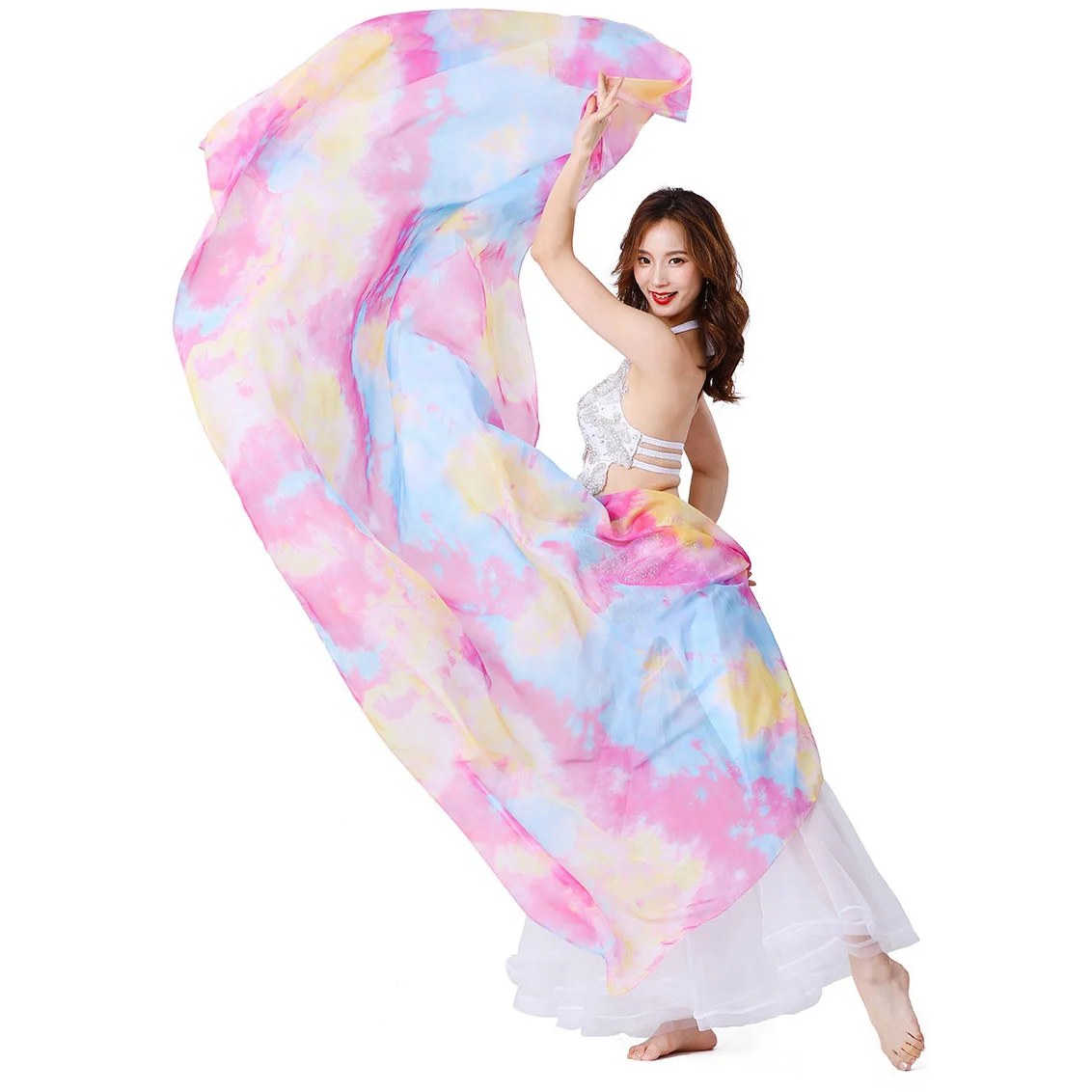 

Unisex Belly Dance Performance Veils scarf Hand Scarves Tie dye Colors