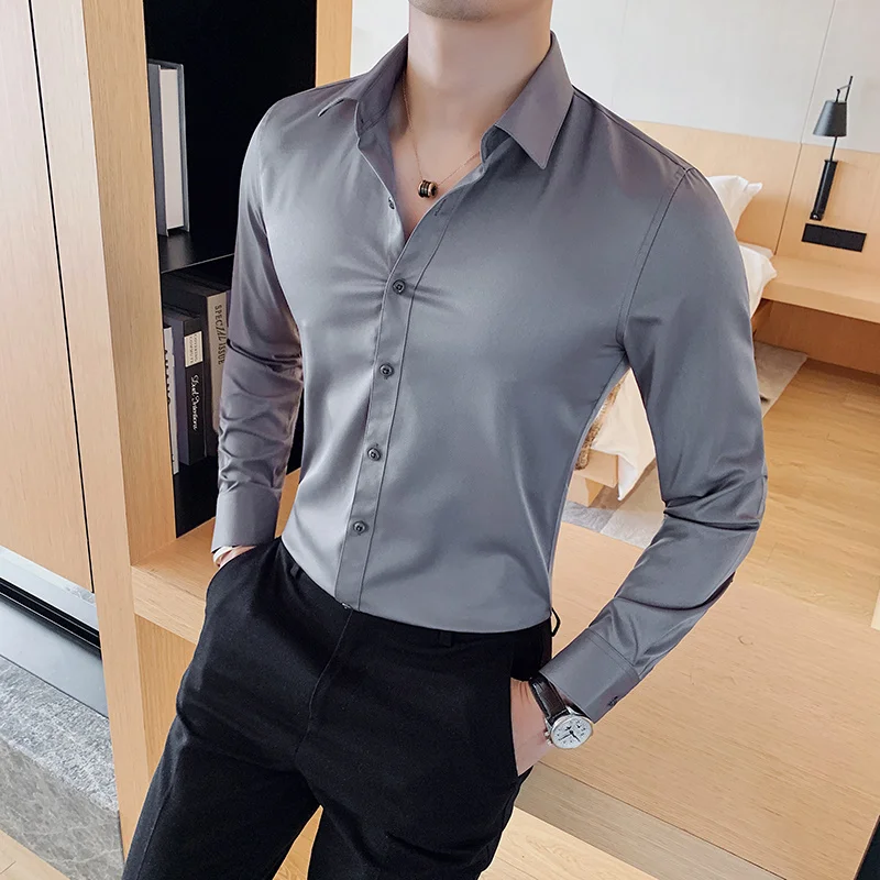The British Style of Pure Color Long Sleeve Shirts Men In Single Row Button Shirt, Cultivate One's Morality Shirt
The British Style of Pure Color Long Sleeve Shirts Men In Single Row Button Shirt, Cultivate One's Morality Shirt