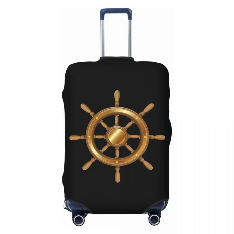 

Nautical Anchor Boat Wheel Travel Luggage Cover Washable Sailor Adventure Suitcase Cover Protector Fit 18-32 Inch