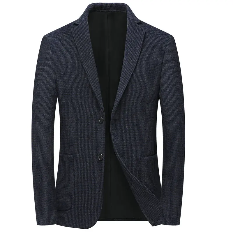 

Men Houndstooth Pattern Cashmere Wool Blazers Navy Blue Black Gray Plaid Sheep Woolen Jacket Suits Male Classical Outfits 2023