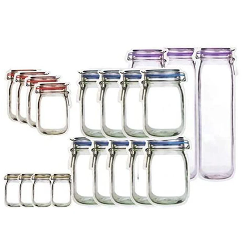 Mason Jar Zipper Bags, 20Pcs Reusable Snack Bags Food Storage Bags Portable Mason Jar Stand-Up Leakproof 
Mason Jar Zipper Bags, 20Pcs Reusable Snack Bags Food Storage Bags Portable Mason Jar Stand-Up Leakproof