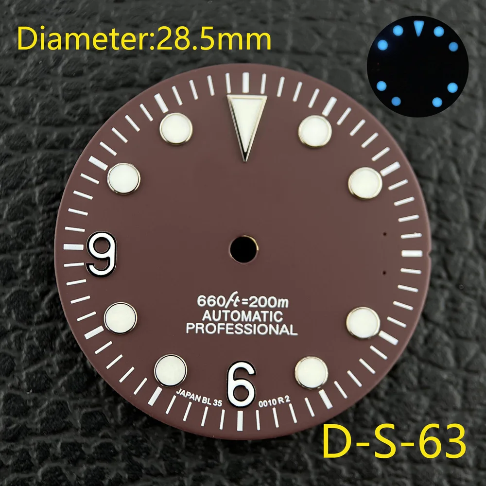 

28.5mm Green/Blue Luminous Watch Dial Watches Modified Watch Faces for NH35/ NH36/ 4R/ 7S Movement With S Logo