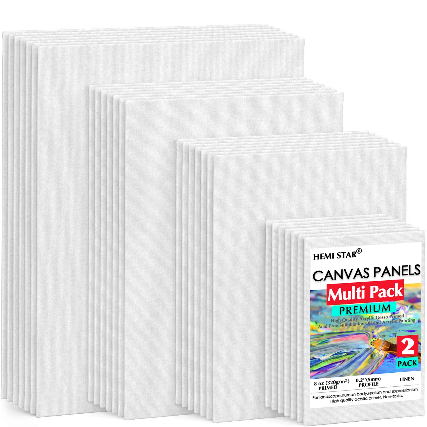 Painting Canvas Panels Linen 2-pcs Artist Canvas Boards for Painting, Multi Size Primed White Canvas for Acrylic,Oil,Watercolor
Painting Canvas Panels Linen 2-pcs Artist Canvas Boards for Painting, Multi Size Primed White Canvas for Acrylic,Oil,Watercolor