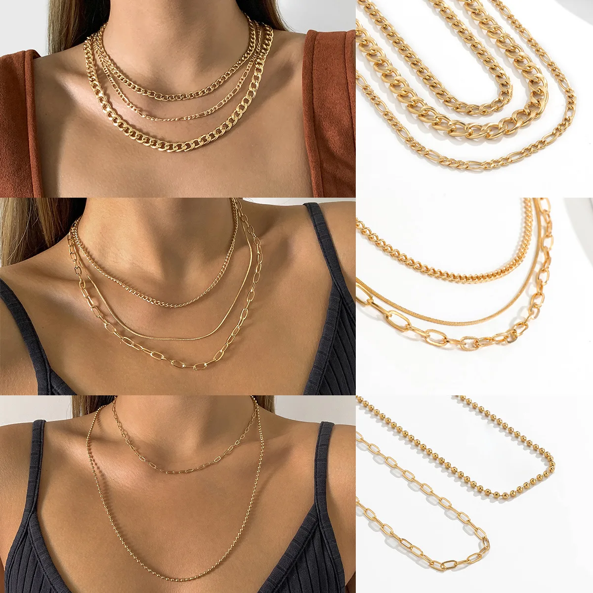 Hip hop punk geometric Metal Chain Necklace Vintage trend bead chain collarbone Necklace
Hip hop punk geometric Metal Chain Necklace Vintage trend bead chain collarbone Necklace