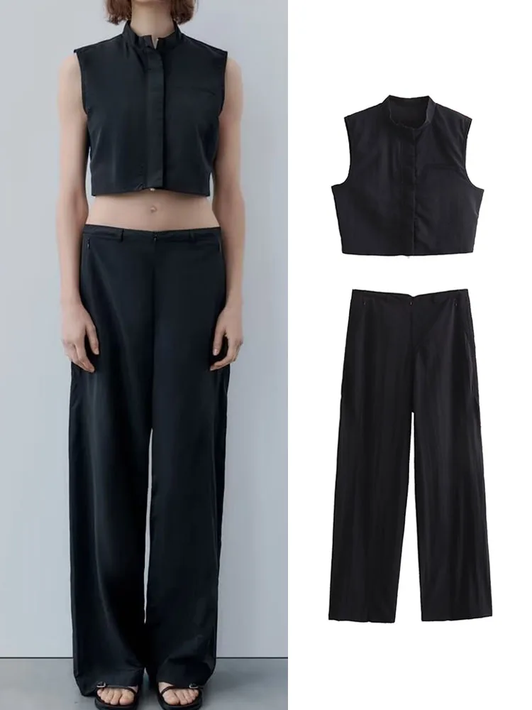 TRAF Simple Causal Women Solid Vest Pant Sets 2023 Autumn Fashion Stand Collar Sleeveless Zipper Short Top+High Waist Long Pant
TRAF Simple Causal Women Solid Vest Pant Sets 2023 Autumn Fashion Stand Collar Sleeveless Zipper Short Top+High Waist Long Pant