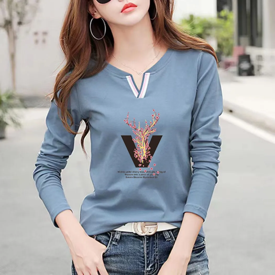 2023 New V Neck 100% Cotton T Shirt Woman Autumn Fashion Long Sleeve Shirt Women's T-shirt Loose Korean Style Women Shirts #1037
2023 New V Neck 100% Cotton T Shirt Woman Autumn Fashion Long Sleeve Shirt Women's T-shirt Loose Korean Style Women Shirts #1037