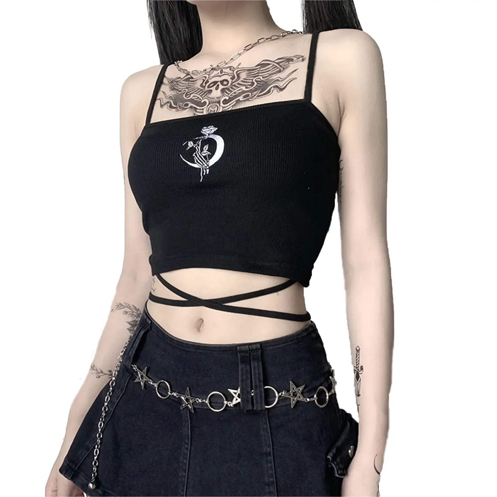 Gothic Women's Print Suspender Sleeveless Square Neck Slim Crop Top Sexy Halter Bottoming Shirt 2021 Girls Party Wear
Gothic Women's Print Suspender Sleeveless Square Neck Slim Crop Top Sexy Halter Bottoming Shirt 2021 Girls Party Wear