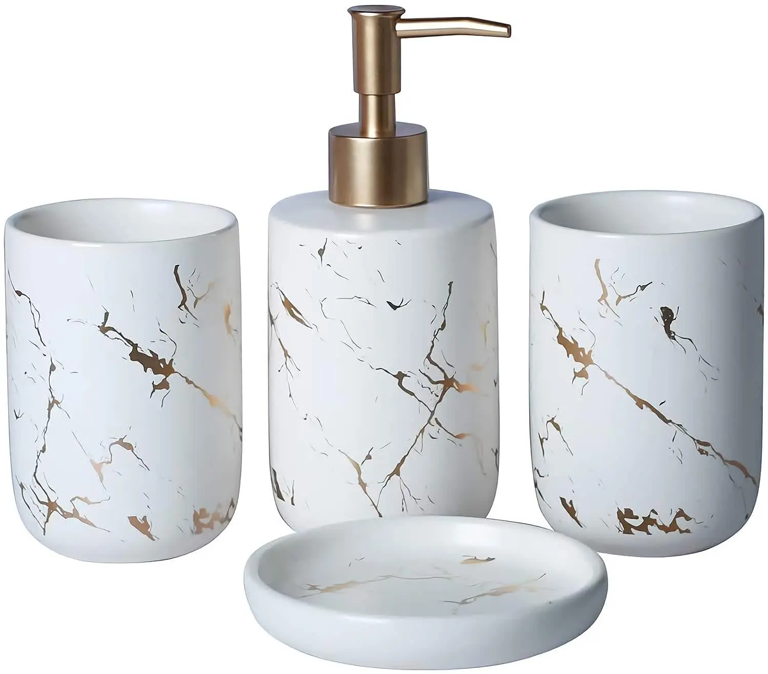 4 Piece Luxury Marble Effect Bath Accessories Set Including Soap Dispenser, Toothbrush Holder, Soap Dish and Tumbler
4 Piece Luxury Marble Effect Bath Accessories Set Including Soap Dispenser, Toothbrush Holder, Soap Dish and Tumbler