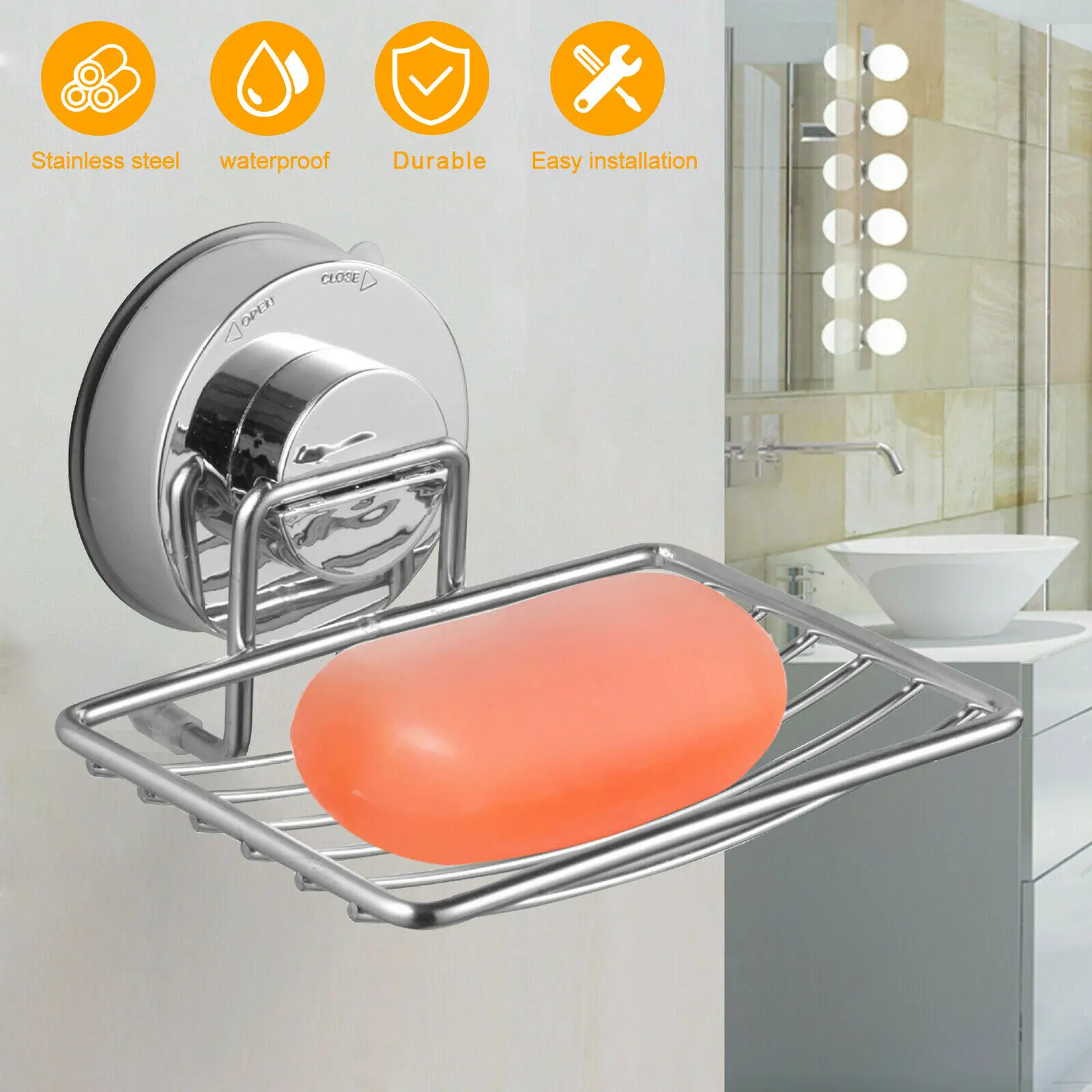 Stainless Steel Soap Dish Mounted Wall Holder Bathroom Shower Basket Storage Box
Stainless Steel Soap Dish Mounted Wall Holder Bathroom Shower Basket Storage Box