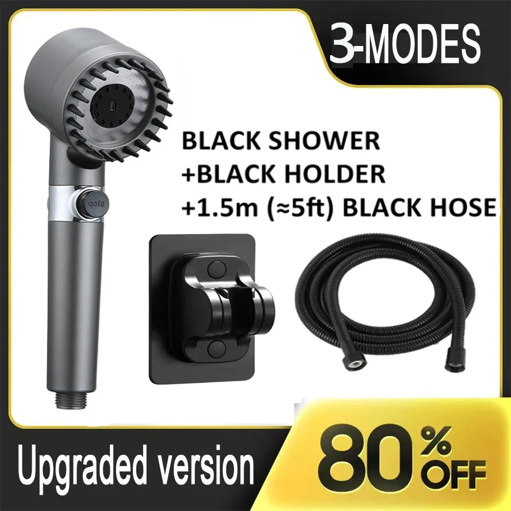 

3 Modes Filtered Shower Head Water Saving High Pressure Adjustable Eco Showerhead One-key Stop Water Shower Bathroom Accessories