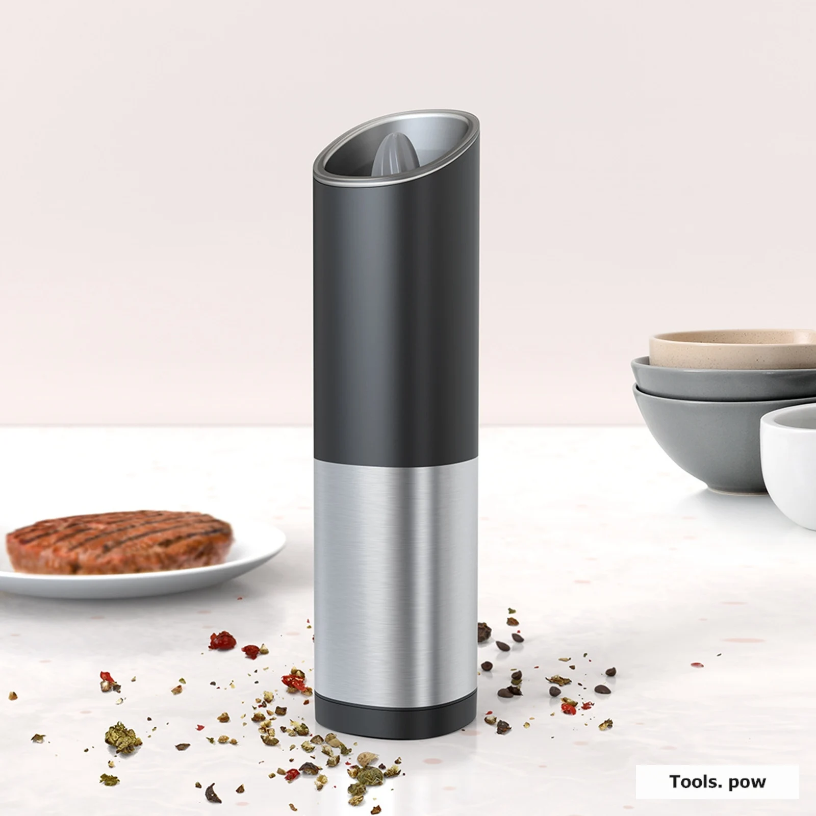 Electric Salt and Pepper Mill Grinders Stainless Steel /ABS Automatic Gravity Herb Spice Mill with Brush Gadget Kit Kitchen 
Electric Salt and Pepper Mill Grinders Stainless Steel /ABS Automatic Gravity Herb Spice Mill with Brush Gadget Kit Kitchen