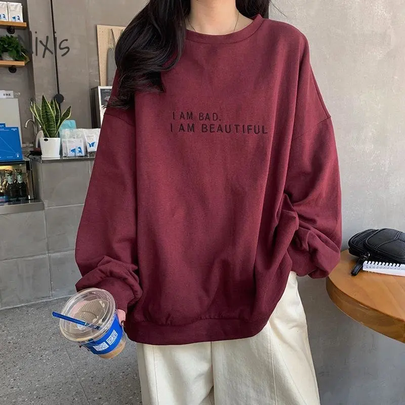 Women's T-shirts Letter Embroidery Oversized Sweatshirt Pullovers Fashion Couples Long Sleeve Top Streetwear Female Clothes
Women's T-shirts Letter Embroidery Oversized Sweatshirt Pullovers Fashion Couples Long Sleeve Top Streetwear Female Clothes